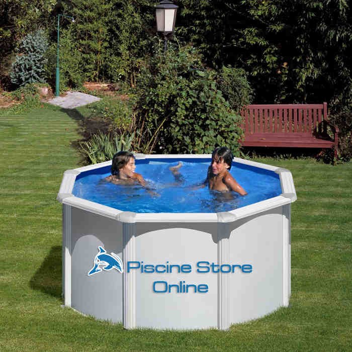Piscina fuori terra Fidji tonda in acciaio finitura bianco