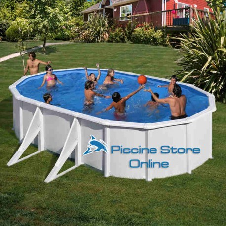 Piscina fuoriterra in acciaio Atlantis ovale finitura bianco