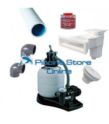 Piscina interrata e fuori terra kit Piscina Skimmer fino a 22 M³ - 25 MQ.