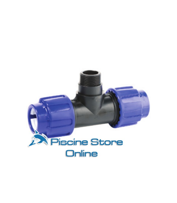 Raccordo a T a compressione in PP 90° e filetto maschio
