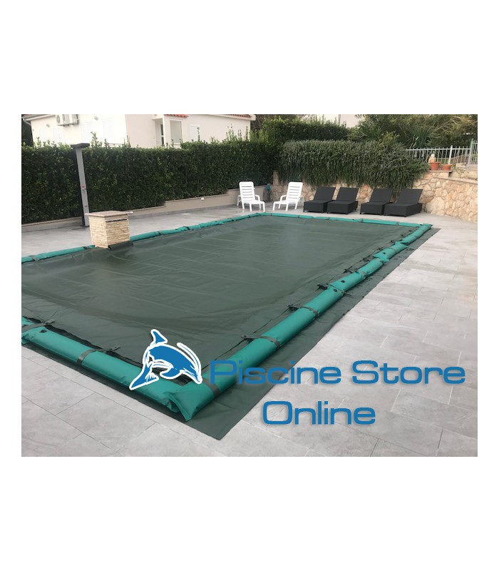 copertura invernale piscina impermeabile con salamotti perimetrali