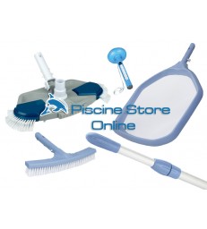 Kit pulizia piscine K6 aspirafango ovale + retino e spazzola di superficie