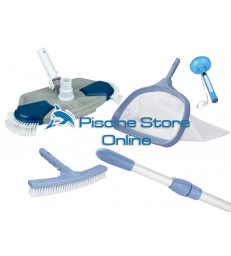 Kit pulizia piscine K5 aspirafango ovale + retino e spazzola per parete