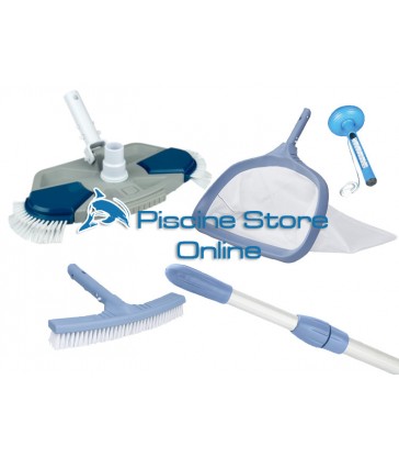 Kit pulizia piscine K5 aspirafango ovale + retino e spazzola per parete