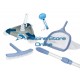 Kit pulizia piscine K2 aspirafango triangolare + retino e spazzola per parete