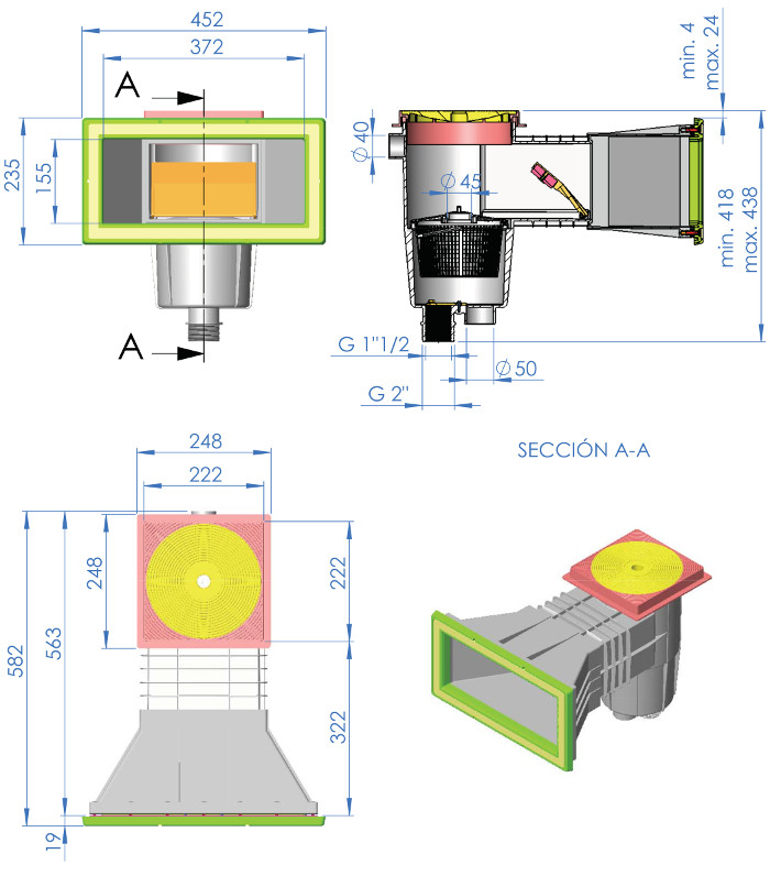 SKIMMER CON PROLUNGA PER LINER 1464