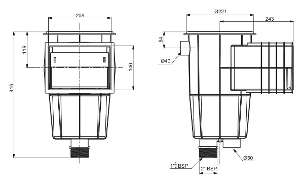 skimmer con bocca standard 00250