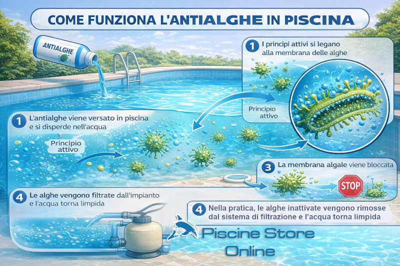 come funziona antialga piscina