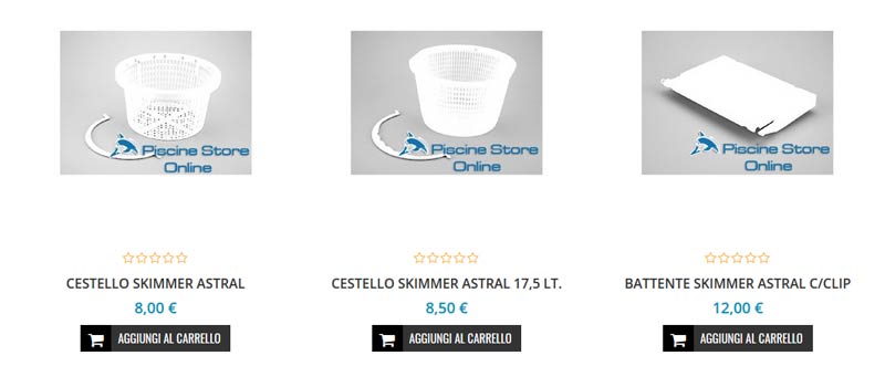 ricambi skimmer cestello