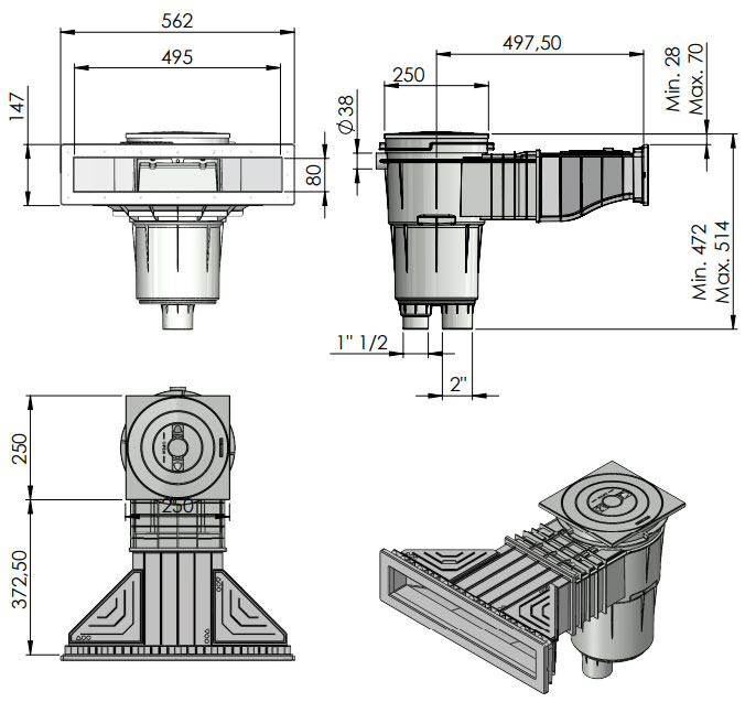skimmer piscina scheda tecnica modello sfioratore per cemento armato